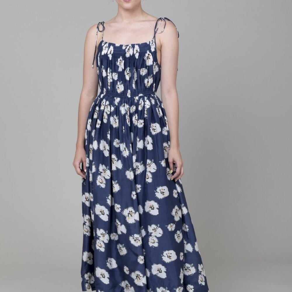 Apiece Apart Cecile Tank Dress, Blue Floral Size 6